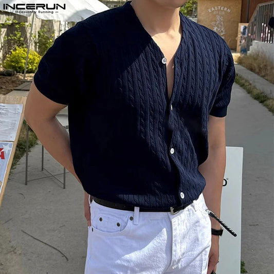 Chic V-Neck Knitted Shirt