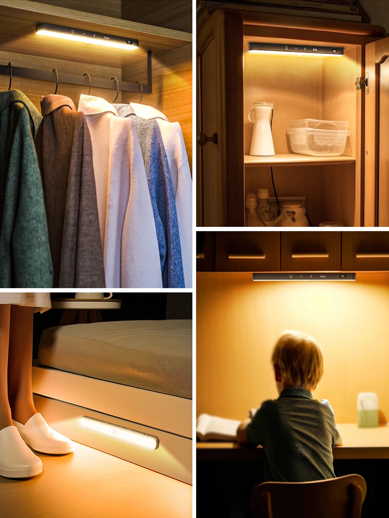 Wireless Digital Motion Sensor LED Light Bar – USB Rechargeable, Magnetic Mount, 60 LED Smart Cabinet & Night Light