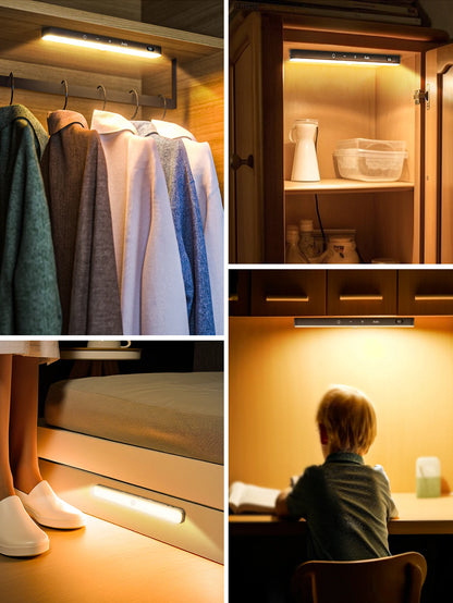 Wireless Digital Motion Sensor LED Light Bar – USB Rechargeable, Magnetic Mount, 60 LED Smart Cabinet & Night Light