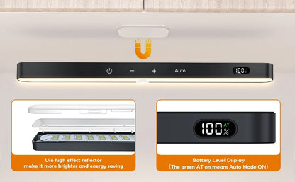 Wireless Digital Motion Sensor LED Light Bar – USB Rechargeable, Magnetic Mount, 60 LED Smart Cabinet & Night Light