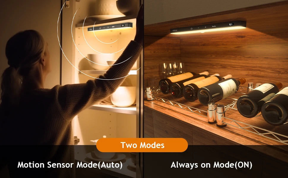 Wireless Digital Motion Sensor LED Light Bar – USB Rechargeable, Magnetic Mount, 60 LED Smart Cabinet & Night Light