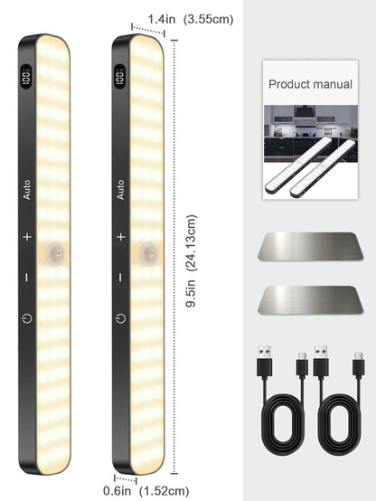 Wireless Digital Motion Sensor LED Light Bar – USB Rechargeable, Magnetic Mount, 60 LED Smart Cabinet & Night Light